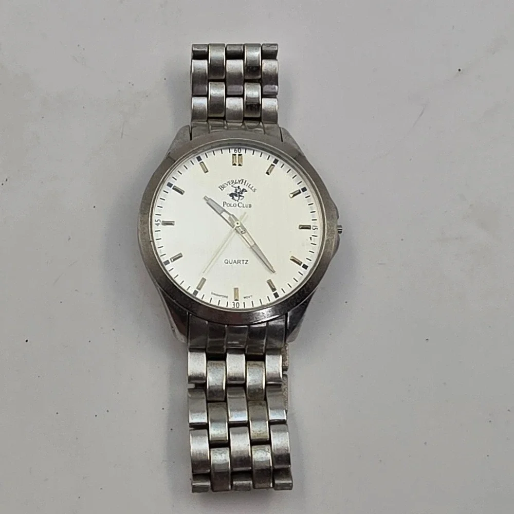 Beverly Hills Polo Club Mens Silver Tone Quartz Watch 53496 101 SR626SW‎